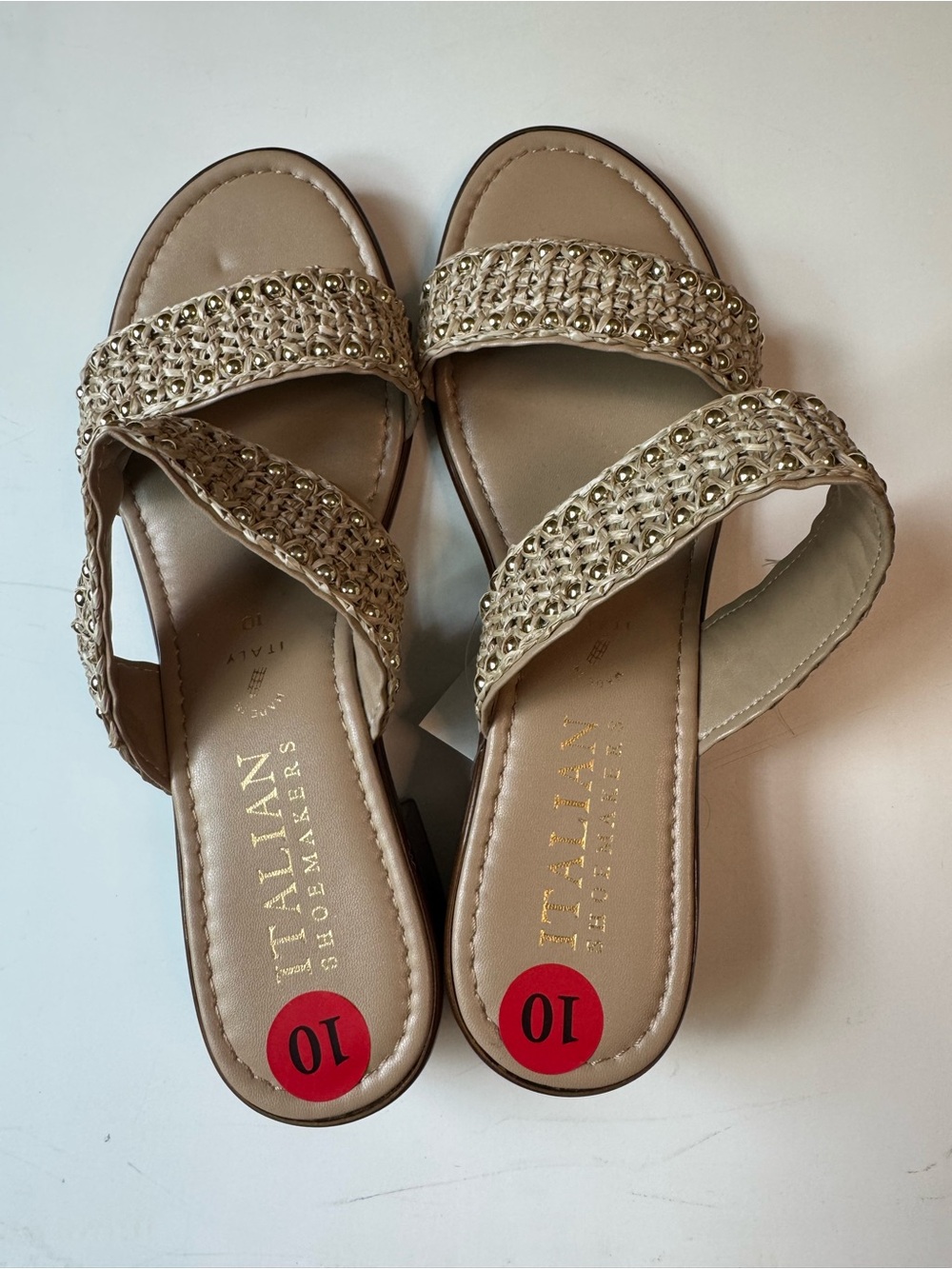 Italian Shoemakers Made in Italy
 Women’s 10M  Low Block Heel Sandals Woven NWT